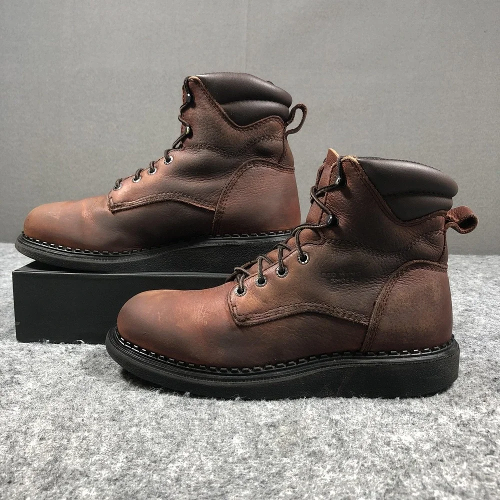 Vintage 2007 Red Wing EH Work Boots Mens 8D Brown Leather USA Made Lace Up